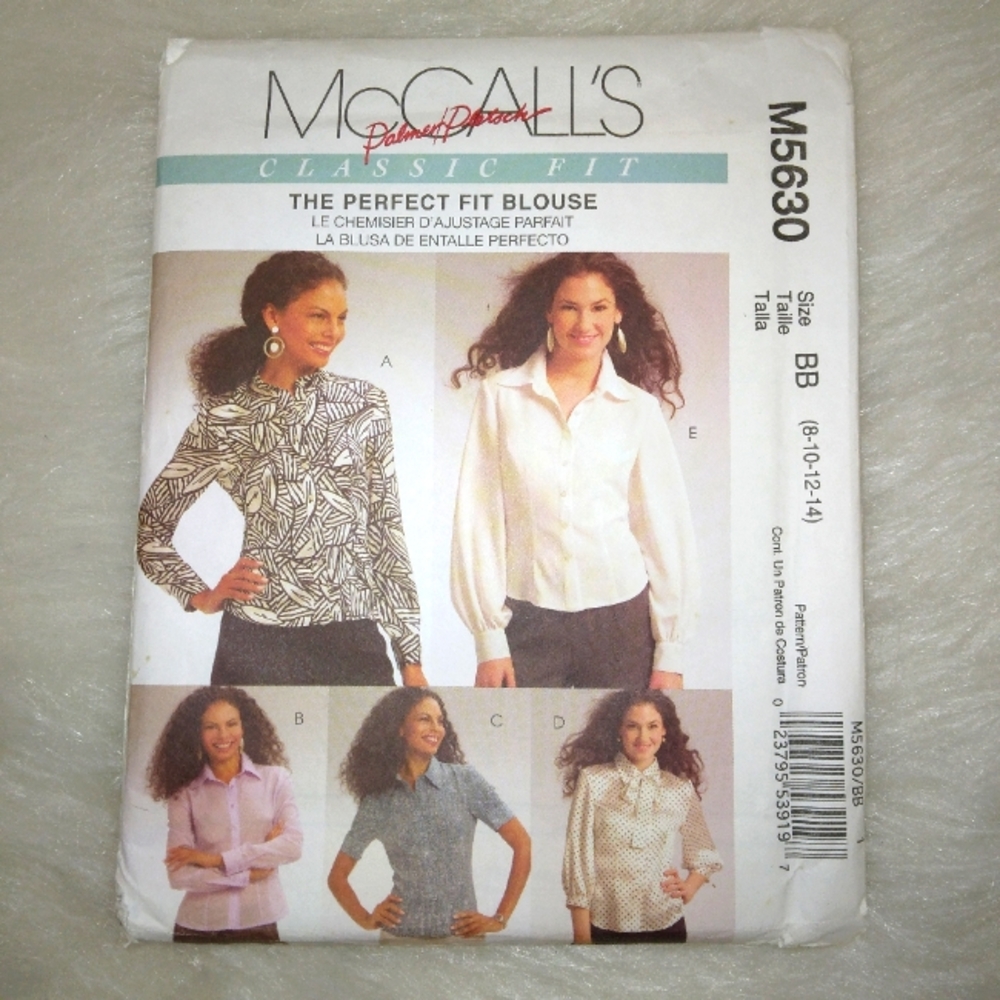 McCall's M5630 The Perfect Fit Blouse Size 8-10-12-24 Palmer/Pletsch